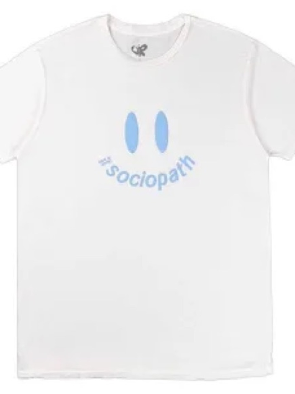 White Graphic Tee with Blue' Print